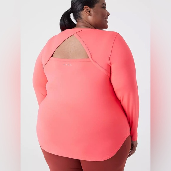 NWT LANE BRYANT LIVI Wicking Cut-Out Back Top - Coral 18/20 - Picture 2 of 16